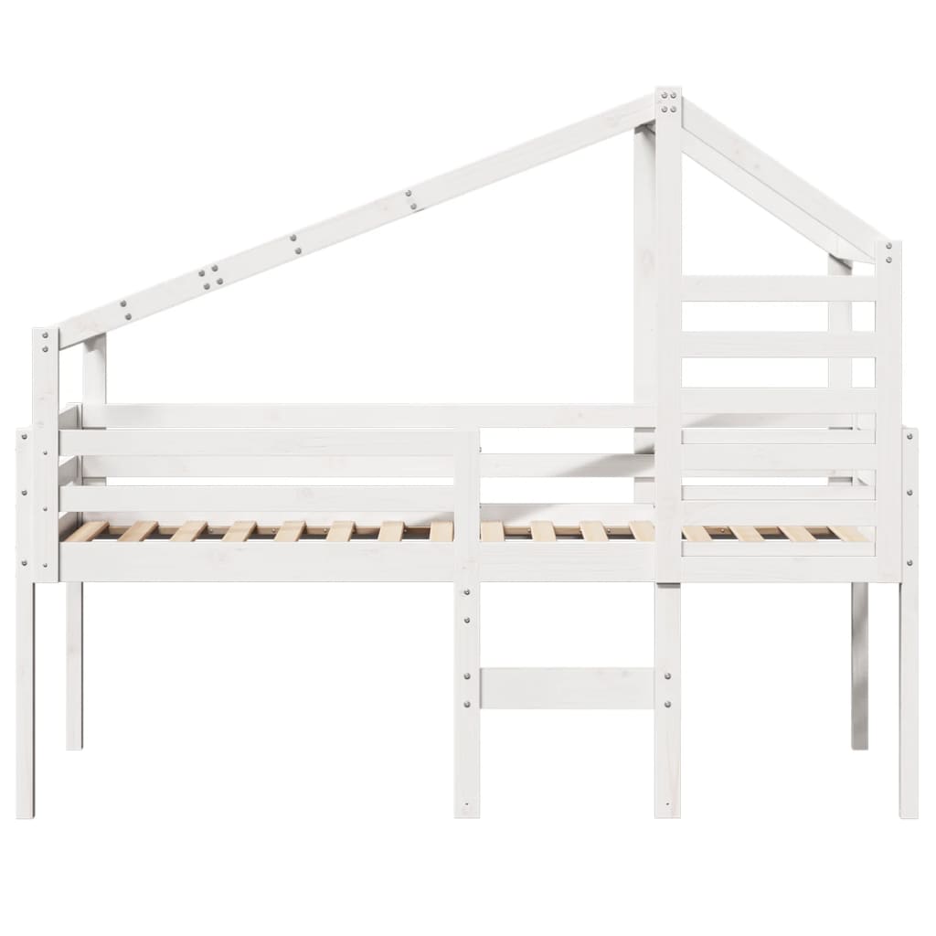 High Sleeper Bed without Mattress White 90x190 cm Single Solid Wood Pine