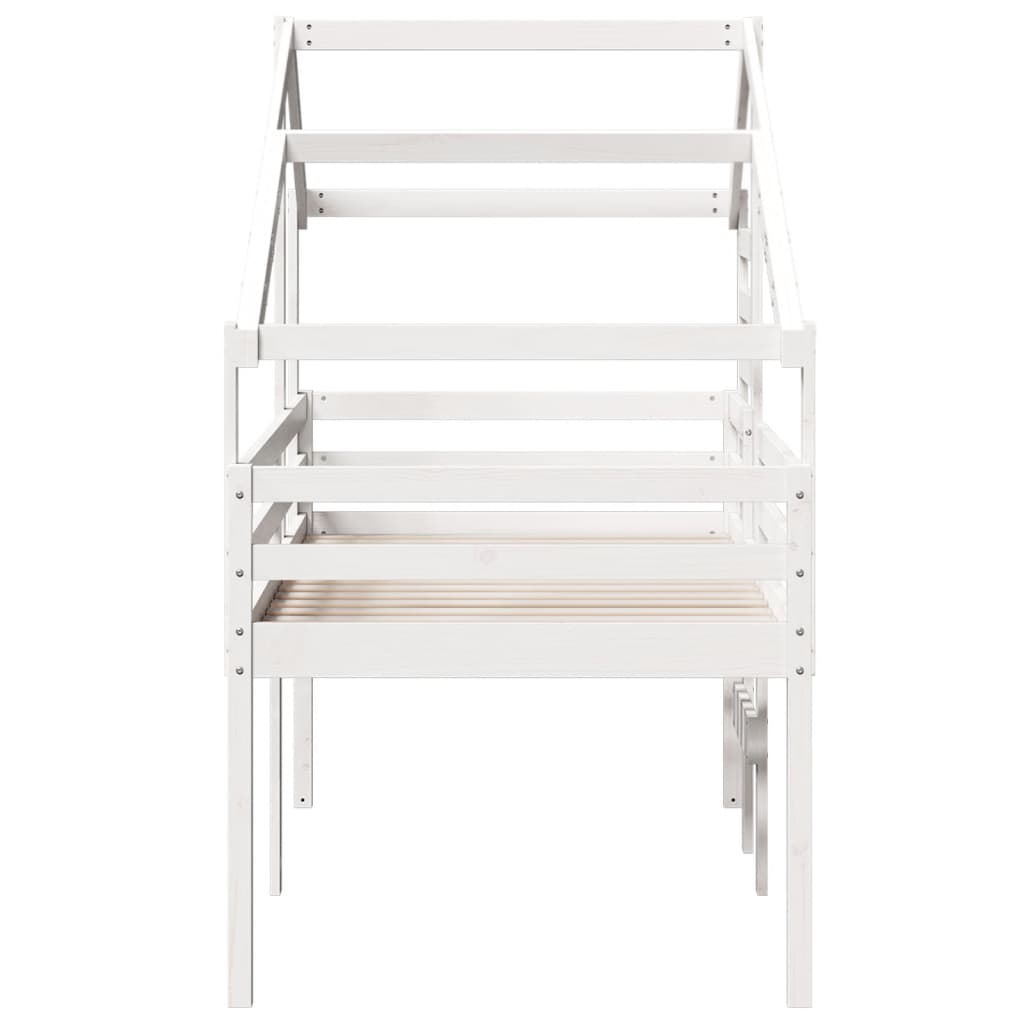 High Sleeper Bed without Mattress White 90x190 cm Single Solid Wood Pine