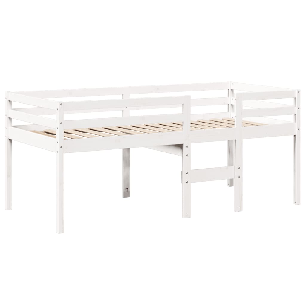 High Sleeper Bed without Mattress White 90x190 cm Single Solid Wood Pine