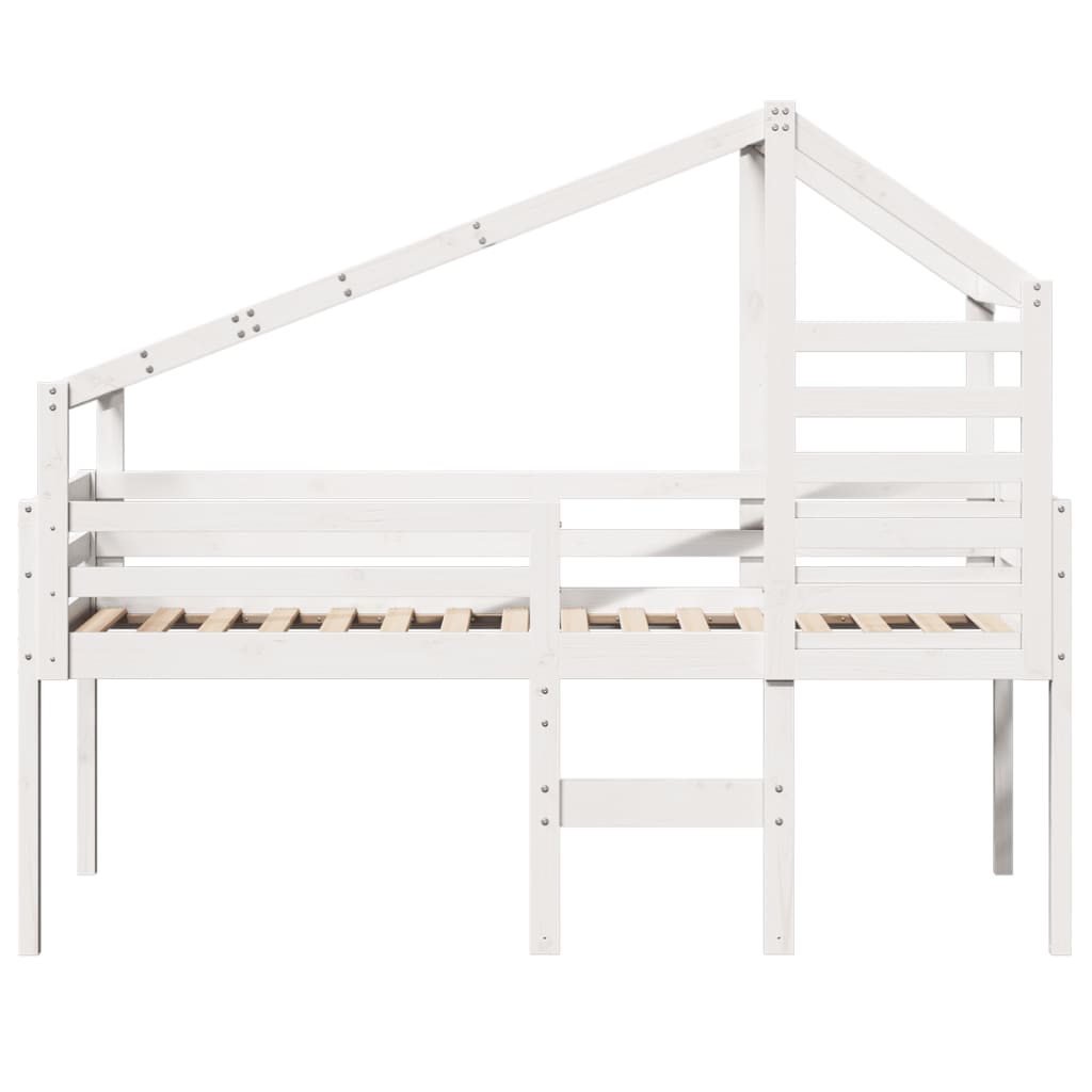 High Sleeper Bed without Mattress White 75x190 cm Small Single Solid Wood Pine