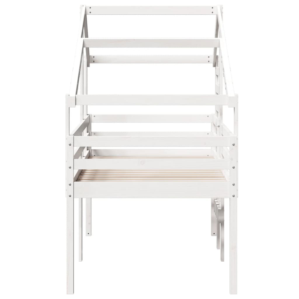High Sleeper Bed without Mattress White 75x190 cm Small Single Solid Wood Pine