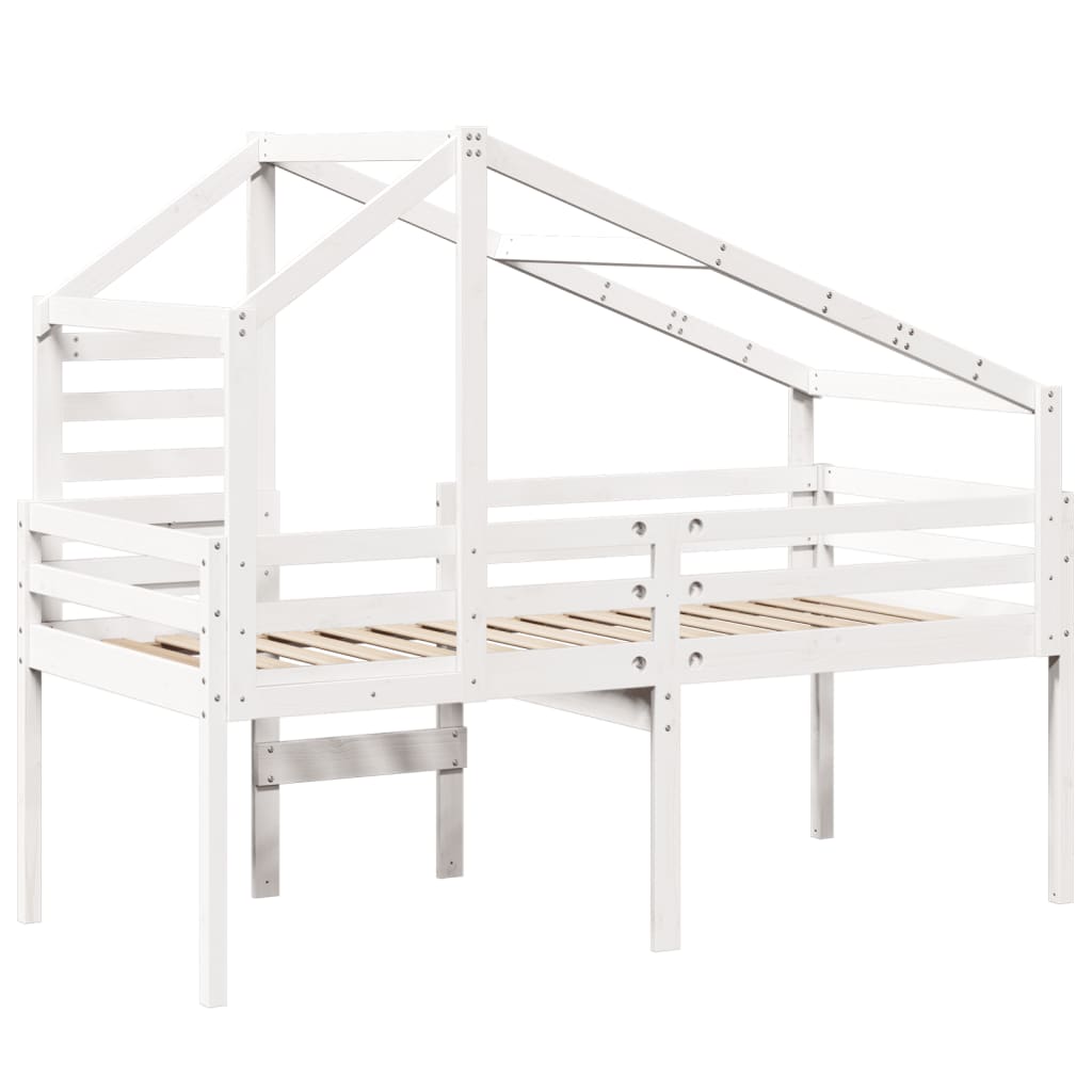 High Sleeper Bed without Mattress White 75x190 cm Small Single Solid Wood Pine
