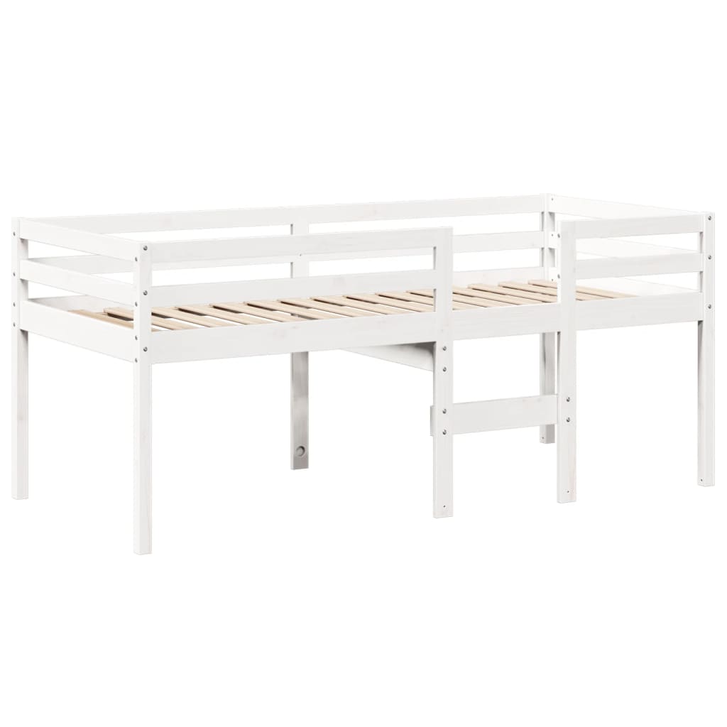 High Sleeper Bed without Mattress White 75x190 cm Small Single Solid Wood Pine