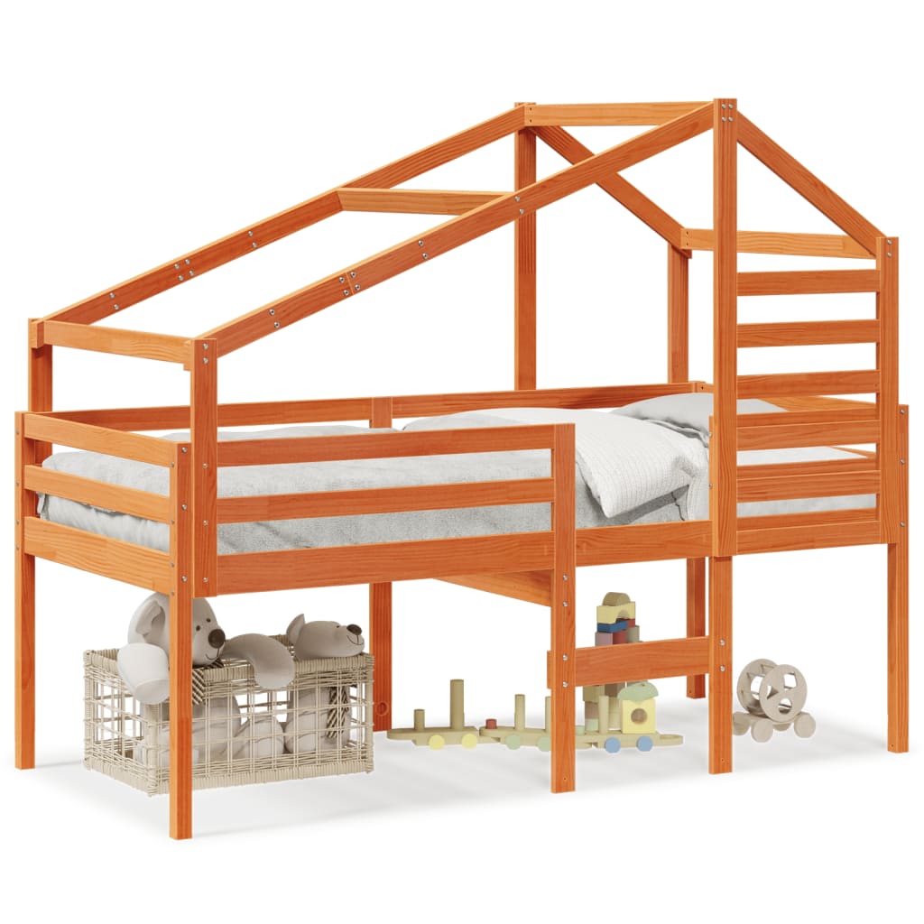 High Sleeper Bed without Mattress Wax Brown 75x190 cm Small Single Solid Wood Pine