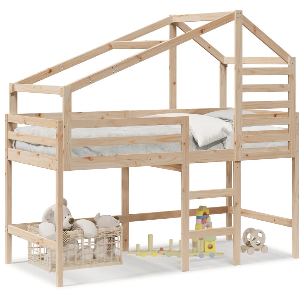 Loft Bed with Ladder and Roof without Mattress 80x200 cm