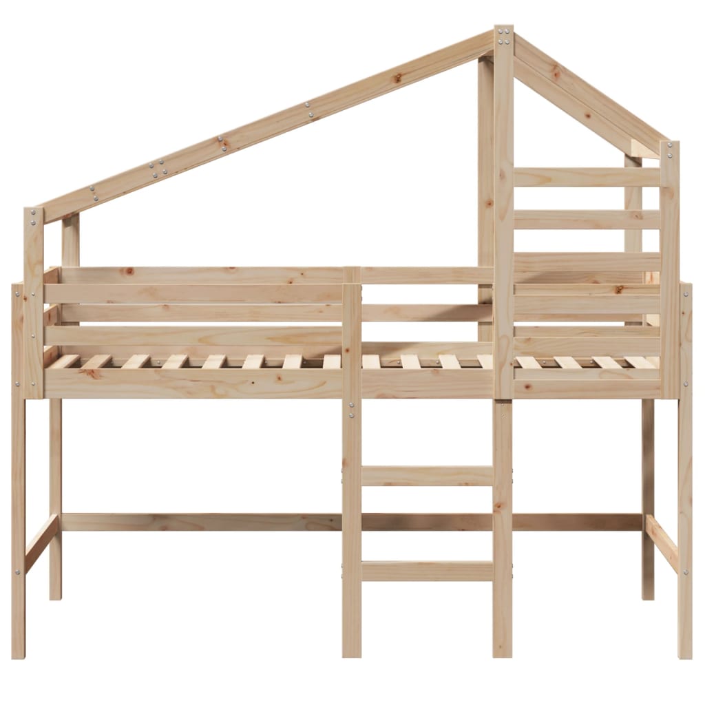 Loft Bed with Ladder and Roof without Mattress 80x200 cm