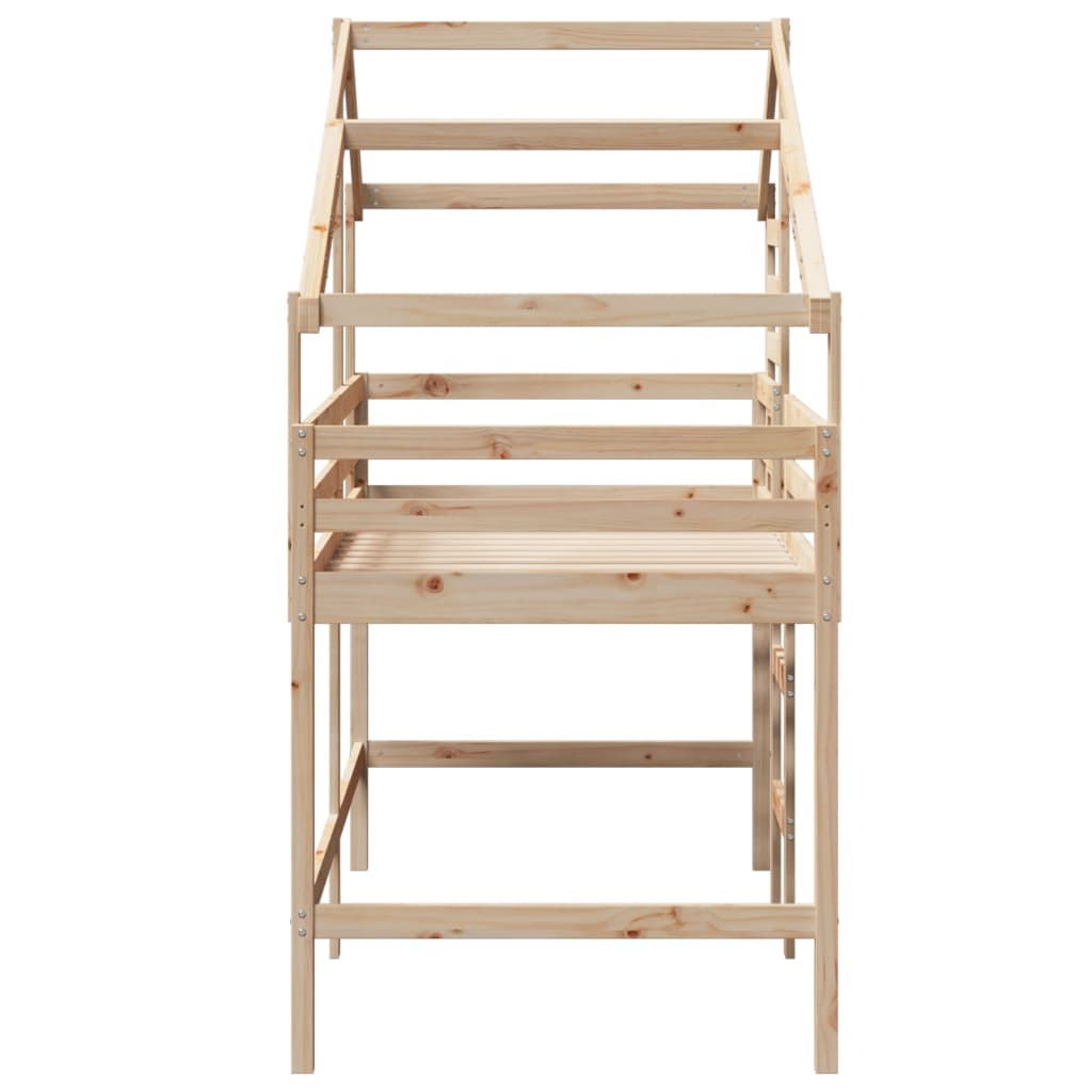 Loft Bed with Ladder and Roof without Mattress 80x200 cm