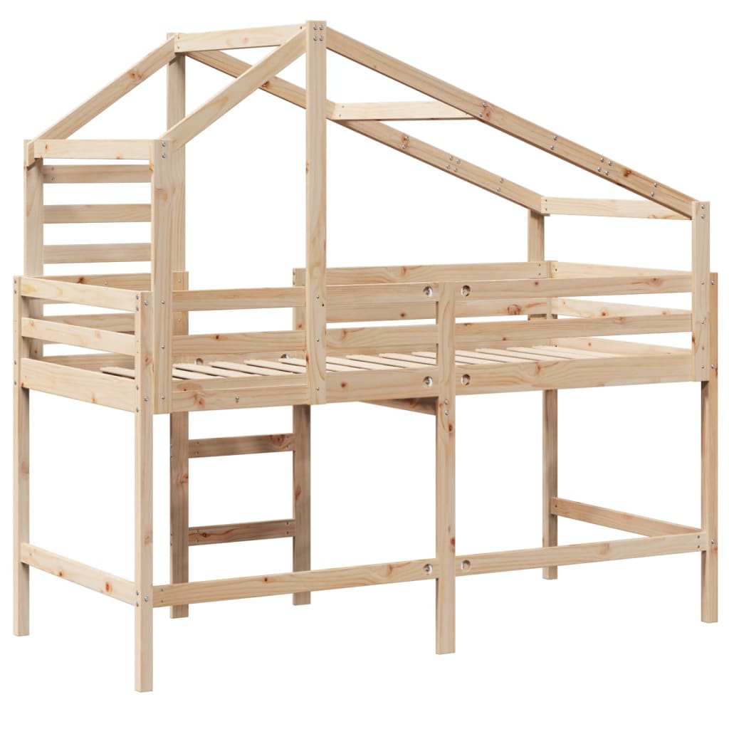 Loft Bed with Ladder and Roof without Mattress 80x200 cm
