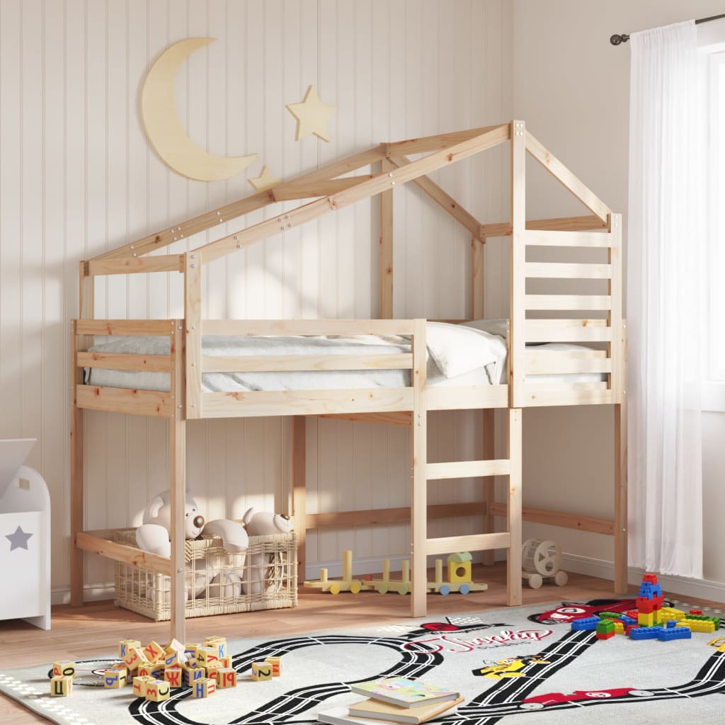Loft Bed with Ladder and Roof without Mattress 80x200 cm