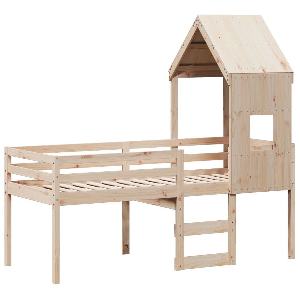 High Sleeper Bed without Mattress 90x200 cm Solid Wood Pine