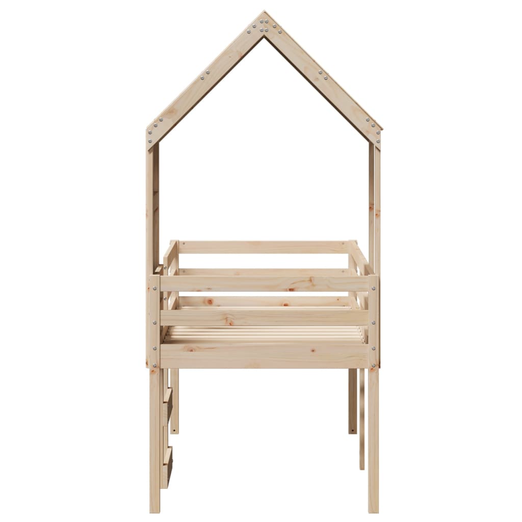 High Sleeper Bed without Mattress 90x200 cm Solid Wood Pine