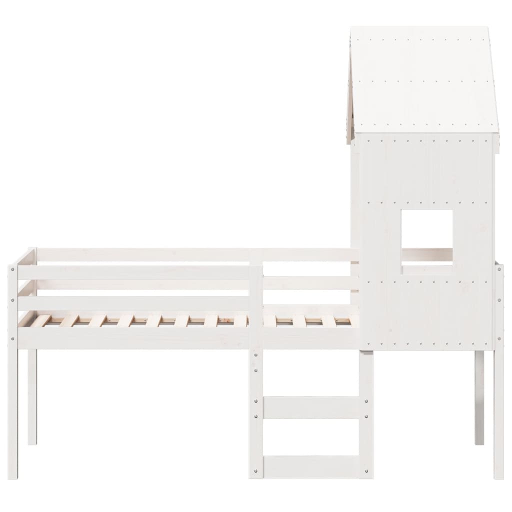 High Sleeper Bed without Mattress White 90x200 cm Solid Wood Pine