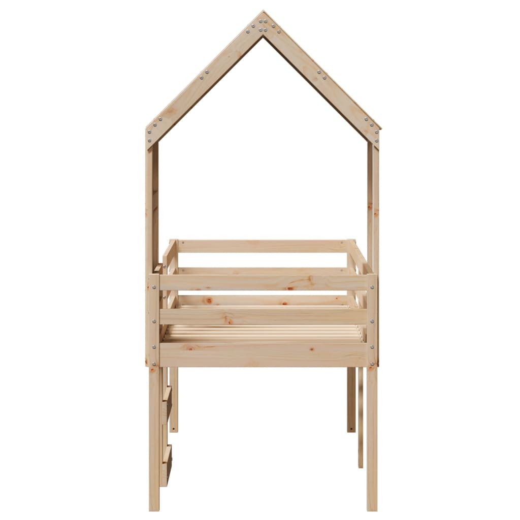 High Sleeper Bed without Mattress 90x190 cm Single Solid Wood Pine