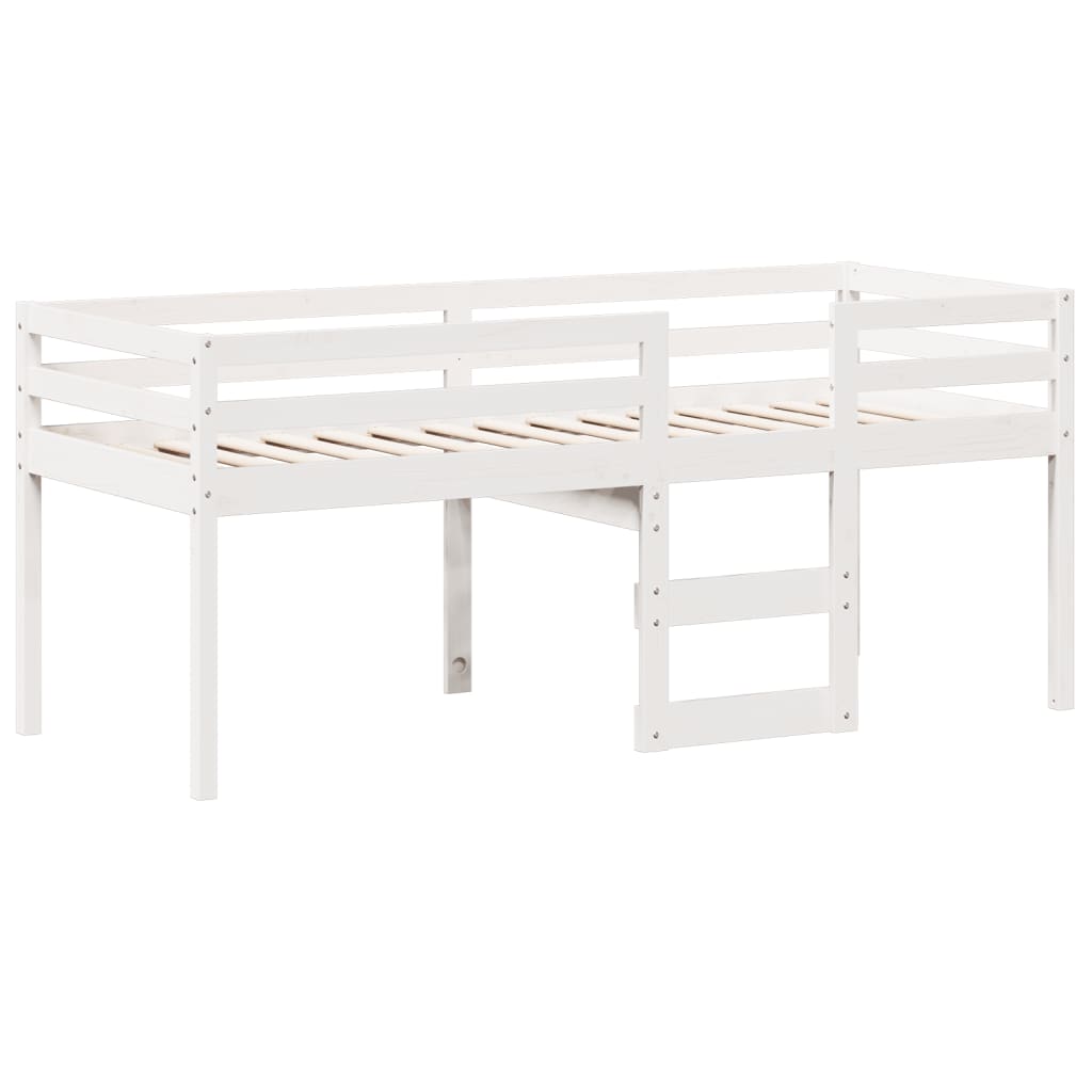 High Sleeper Bed without Mattress White 90x190 cm Single Solid Wood Pine