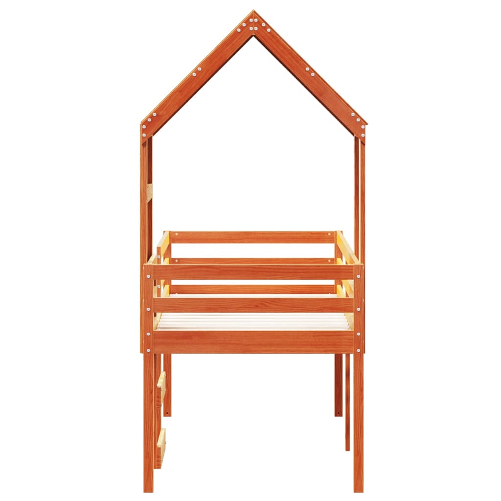 High Sleeper Bed without Mattress Wax Brown 90x190 cm Single Solid Wood Pine