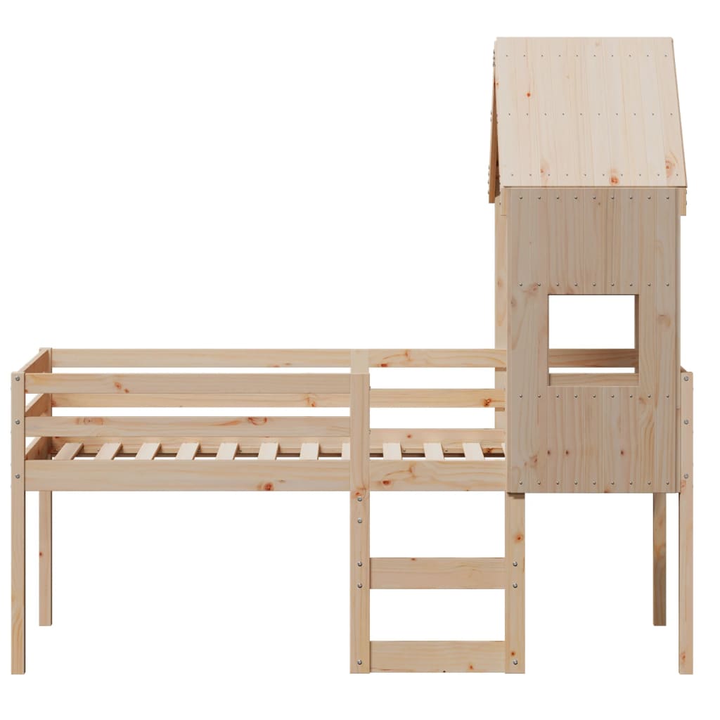 High Sleeper Bed without Mattress 75x190 cm Small Single Solid Wood Pine