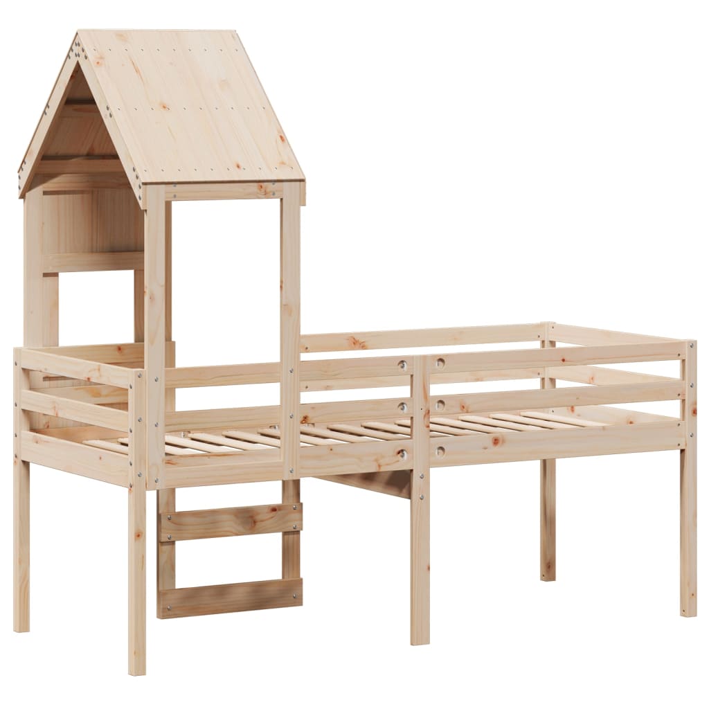 High Sleeper Bed without Mattress 75x190 cm Small Single Solid Wood Pine