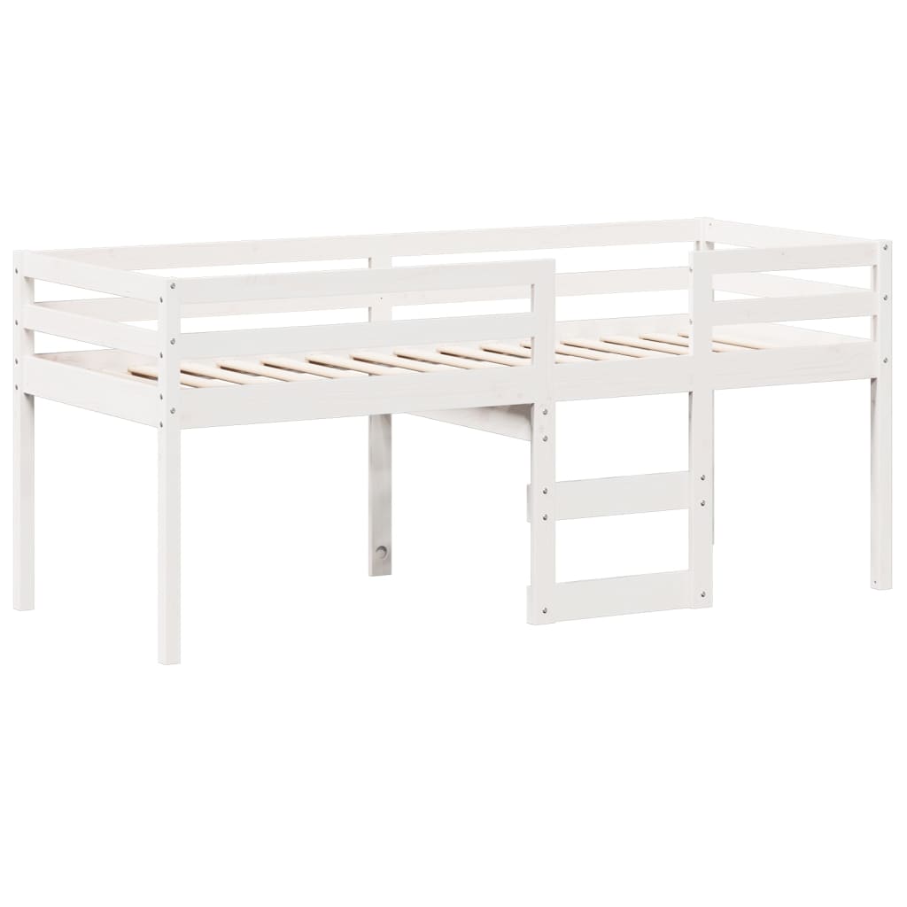 High Sleeper Bed without Mattress White 75x190 cm Small Single Solid Wood Pine