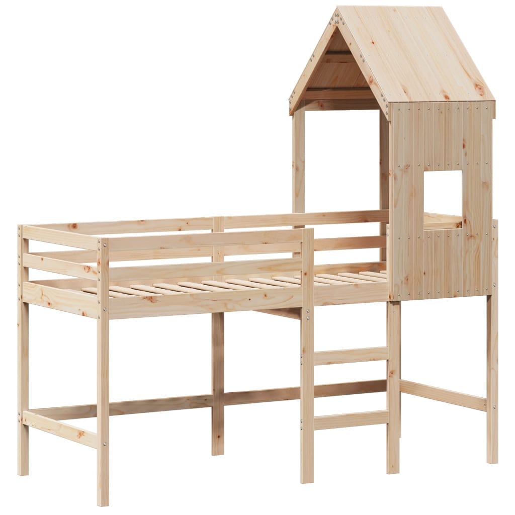 Loft Bed with Ladder and Roof without Mattress 80x200 cm