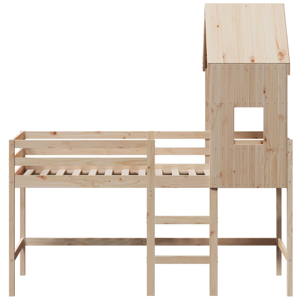 Loft Bed with Ladder and Roof without Mattress 80x200 cm