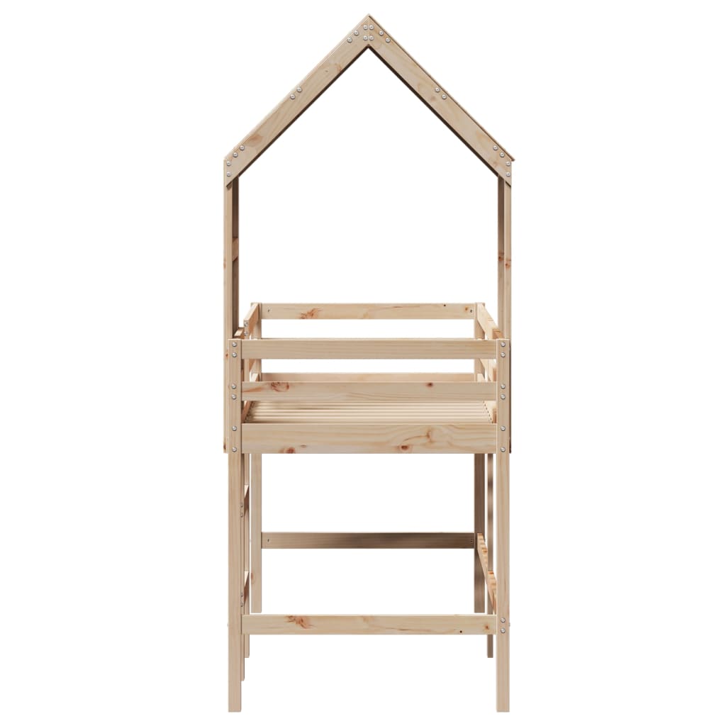 Loft Bed with Ladder and Roof without Mattress 80x200 cm