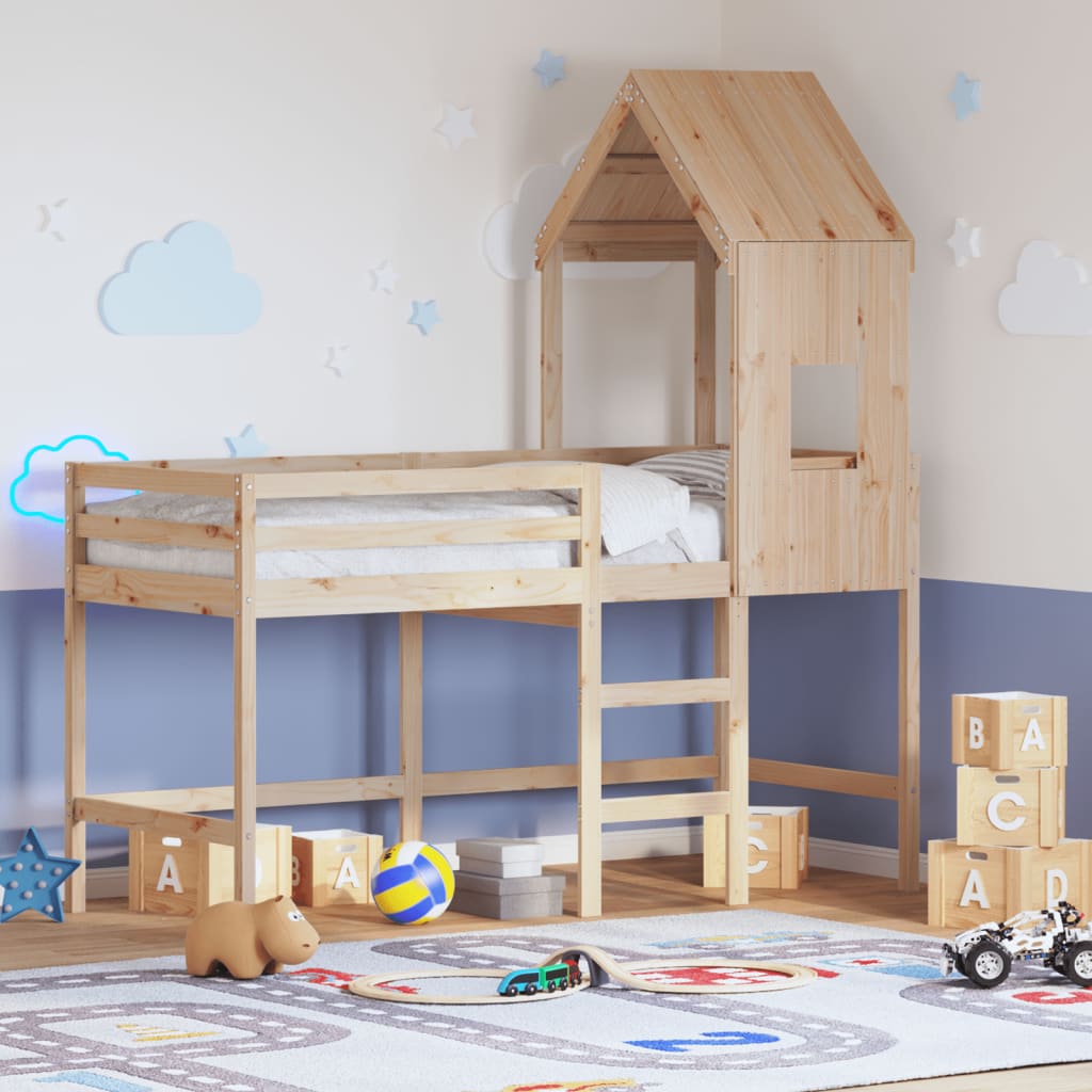 Loft Bed with Ladder and Roof without Mattress 80x200 cm
