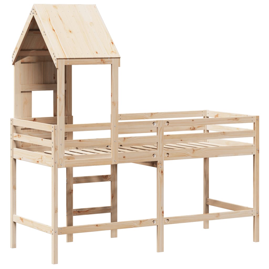 Loft Bed with Ladder and Roof without Mattress 90x200 cm