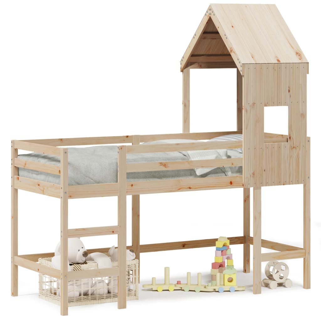 Loft Bed with Ladder and Roof without Mattress 80x200 cm