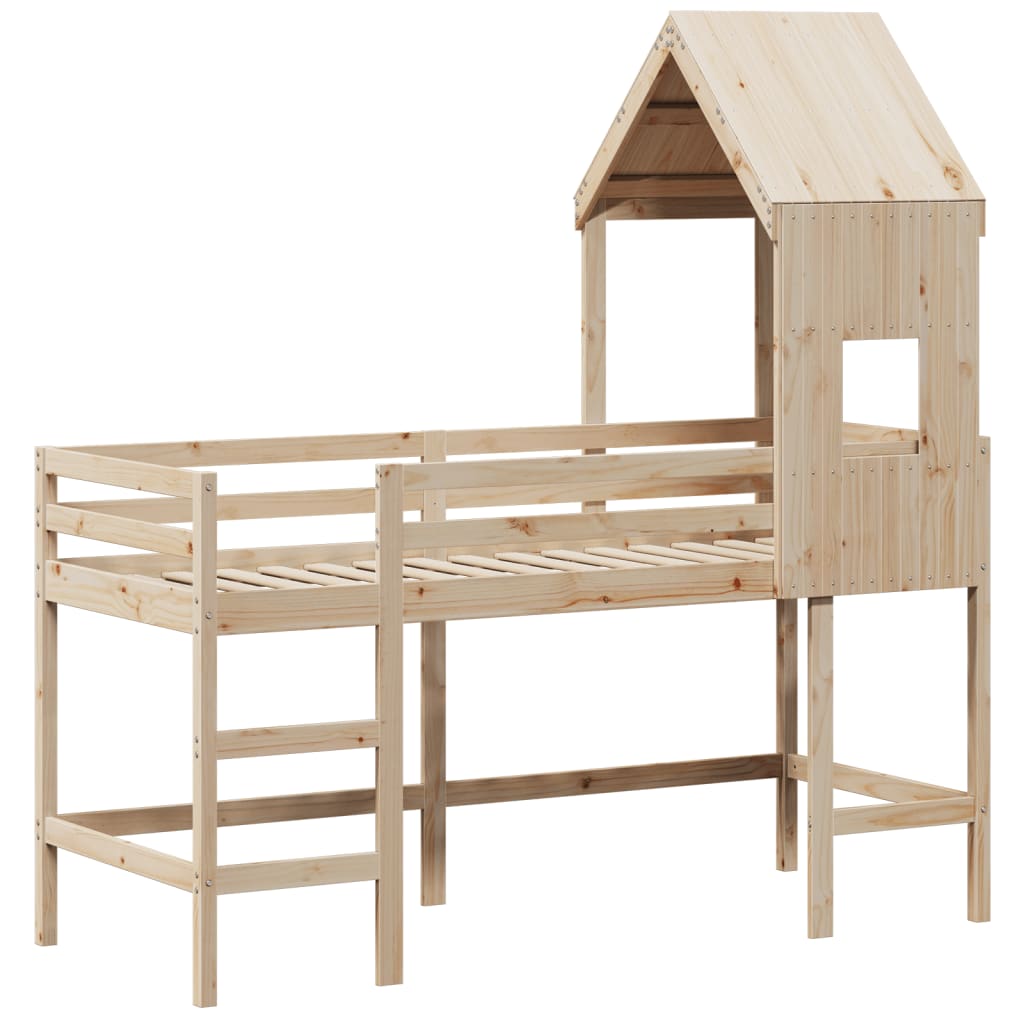 Loft Bed with Ladder and Roof without Mattress 80x200 cm