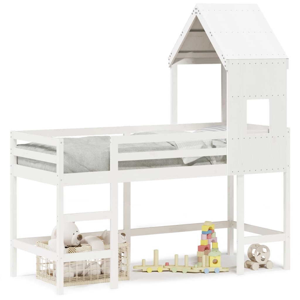 Loft Bed with Ladder and Roof without Mattress White 80x200 cm