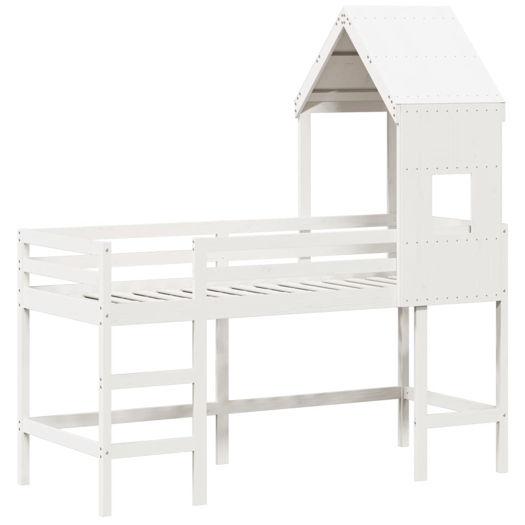 Loft Bed with Ladder and Roof without Mattress White 80x200 cm