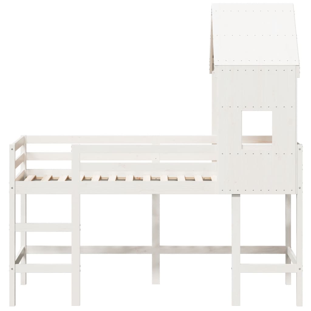 Loft Bed with Ladder and Roof without Mattress White 80x200 cm