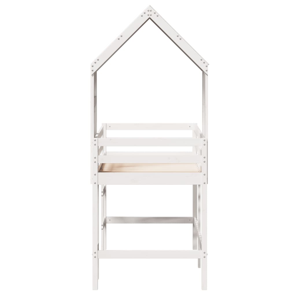 Loft Bed with Ladder and Roof without Mattress White 80x200 cm