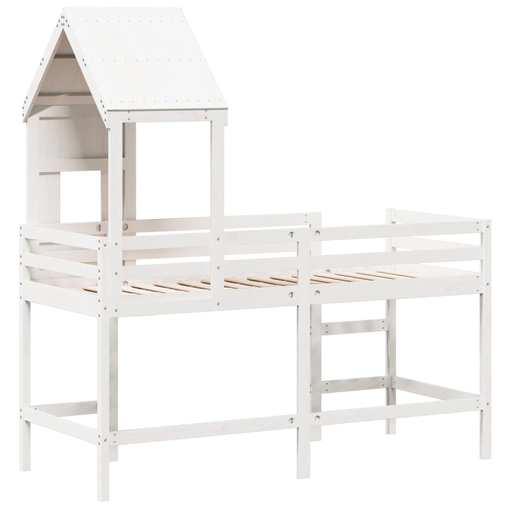 Loft Bed with Ladder and Roof without Mattress White 80x200 cm