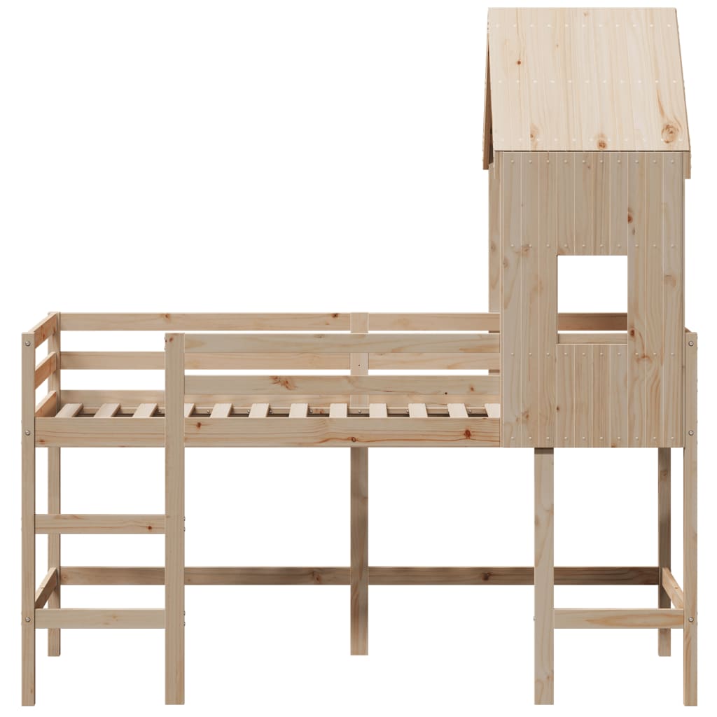 Loft Bed with Ladder and Roof without Mattress 90x200 cm