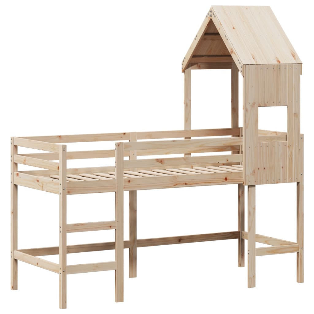 Loft Bed with Ladder and Roof without Mattress 90x190 cm Single