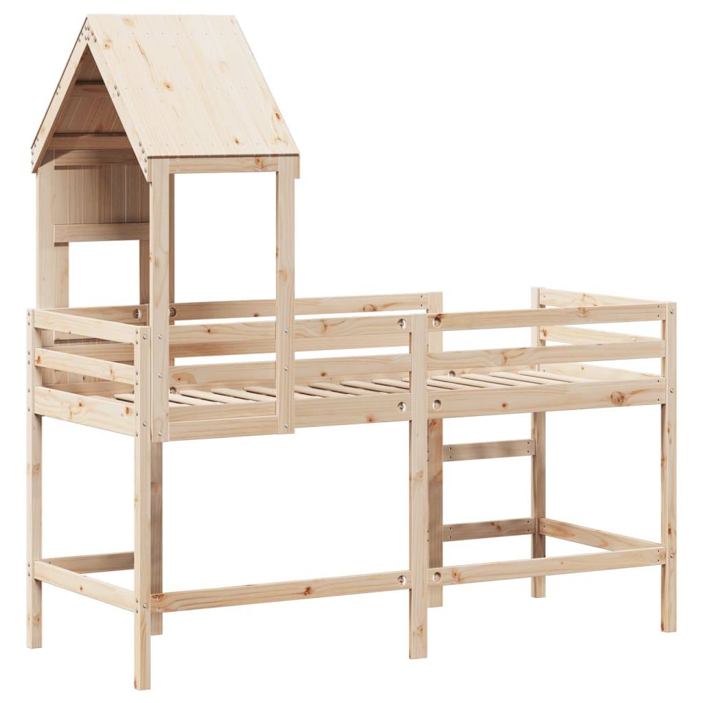 Loft Bed with Ladder and Roof without Mattress 90x190 cm Single