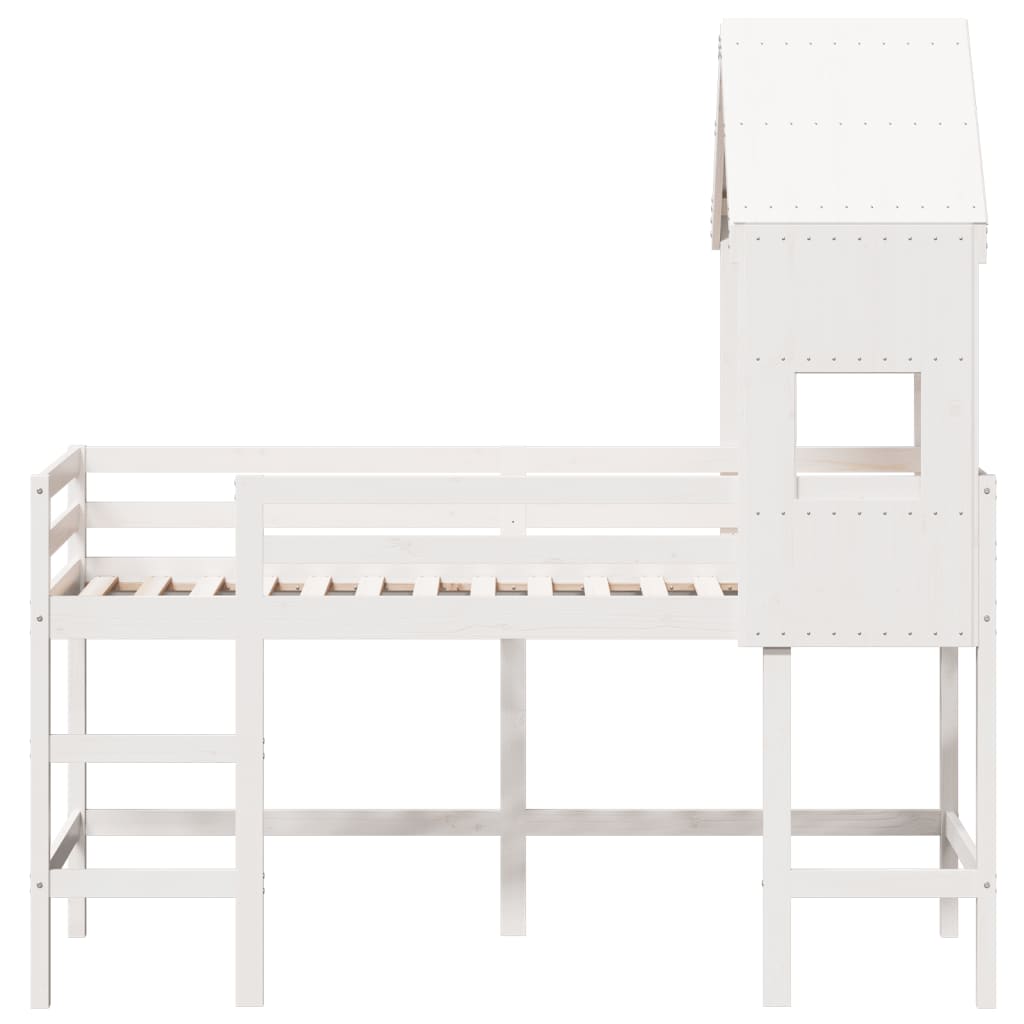 Loft Bed with Ladder and Roof without Mattress White 90x190 cm Single