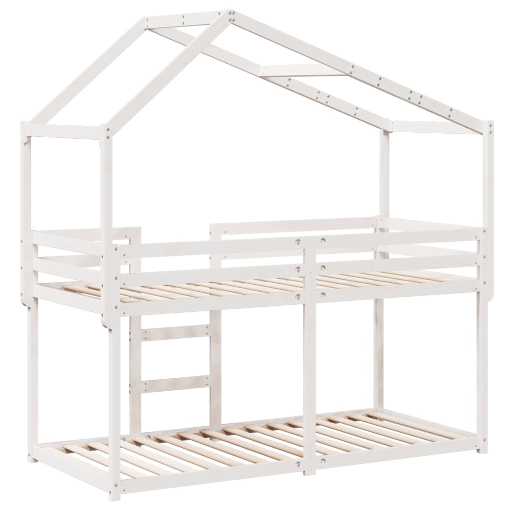 Bunk Bed without Mattress White 75x190 cm Small Single Solid Wood Pine