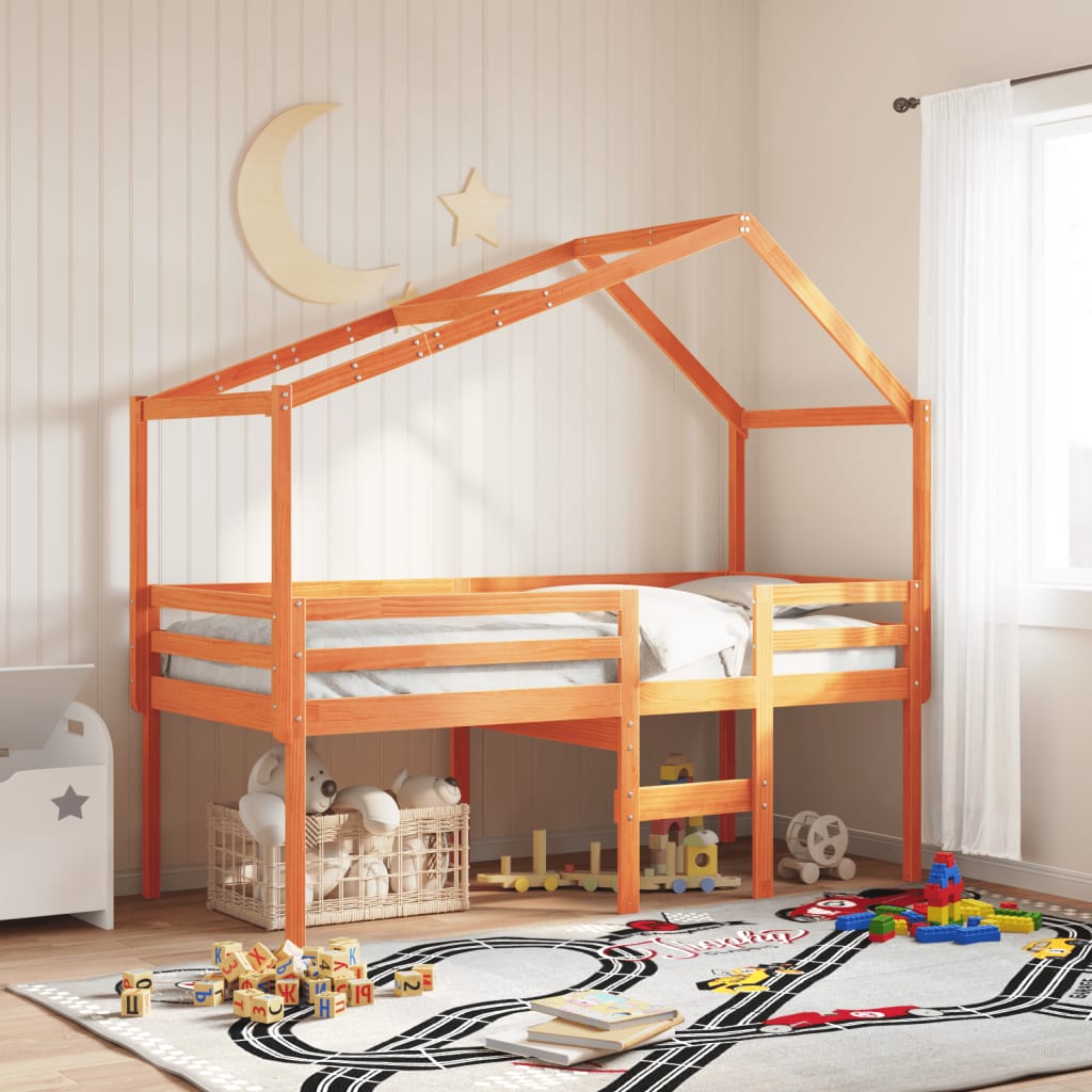 High Sleeper Bed without Mattress Wax Brown 90x200 cm Solid Wood Pine