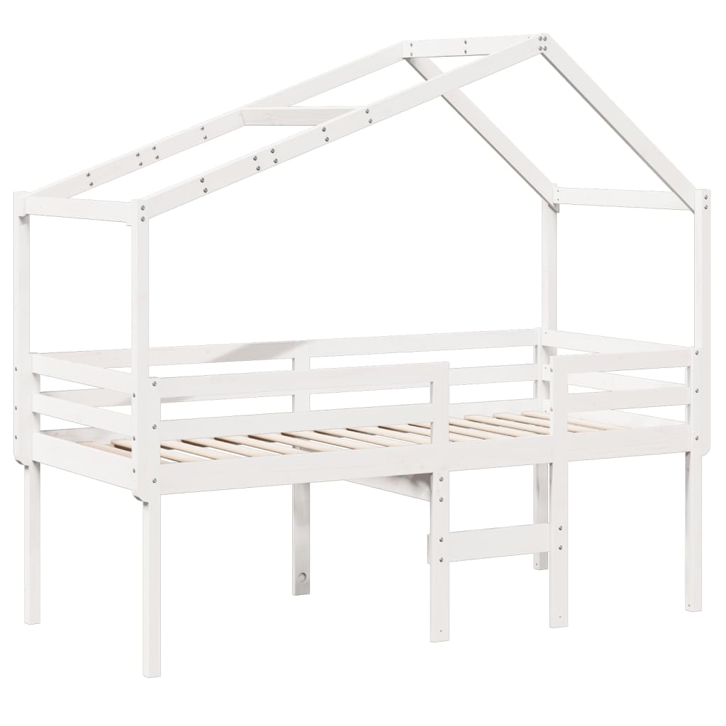 High Sleeper Bed without Mattress White 80x200 cm Solid Wood Pine