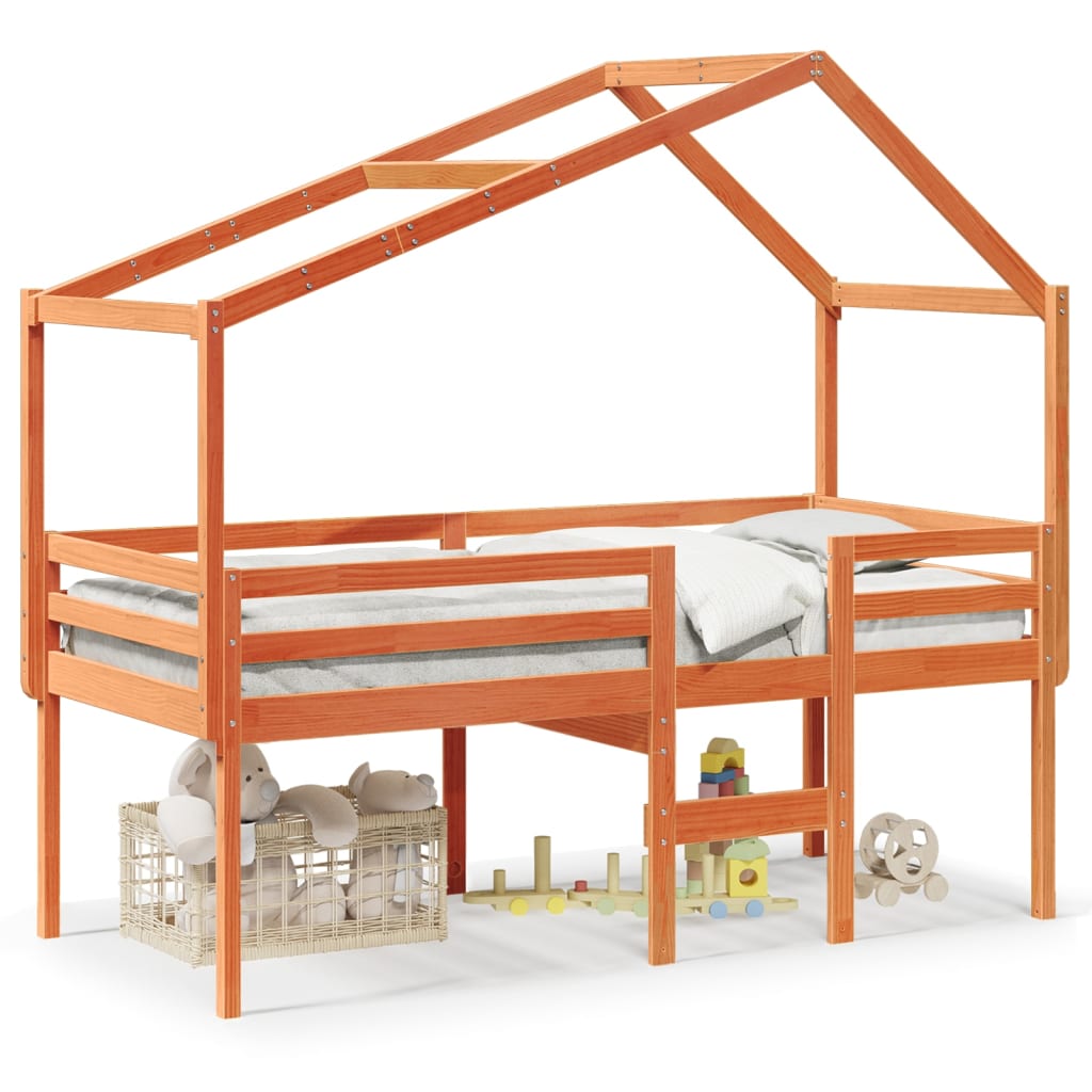 High Sleeper Bed without Mattress Wax Brown 80x200 cm Solid Wood Pine