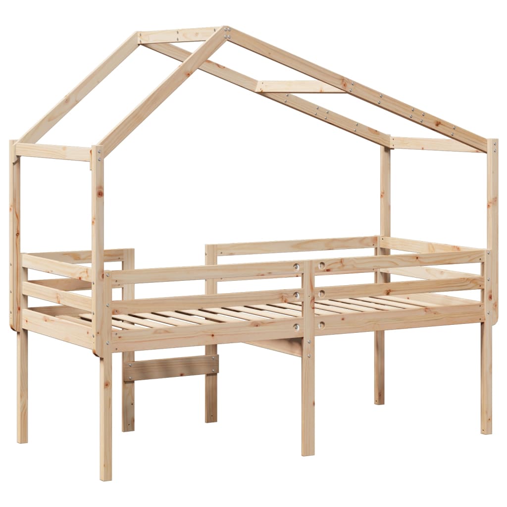High Sleeper Bed without Mattress 90x190 cm Single Solid Wood Pine