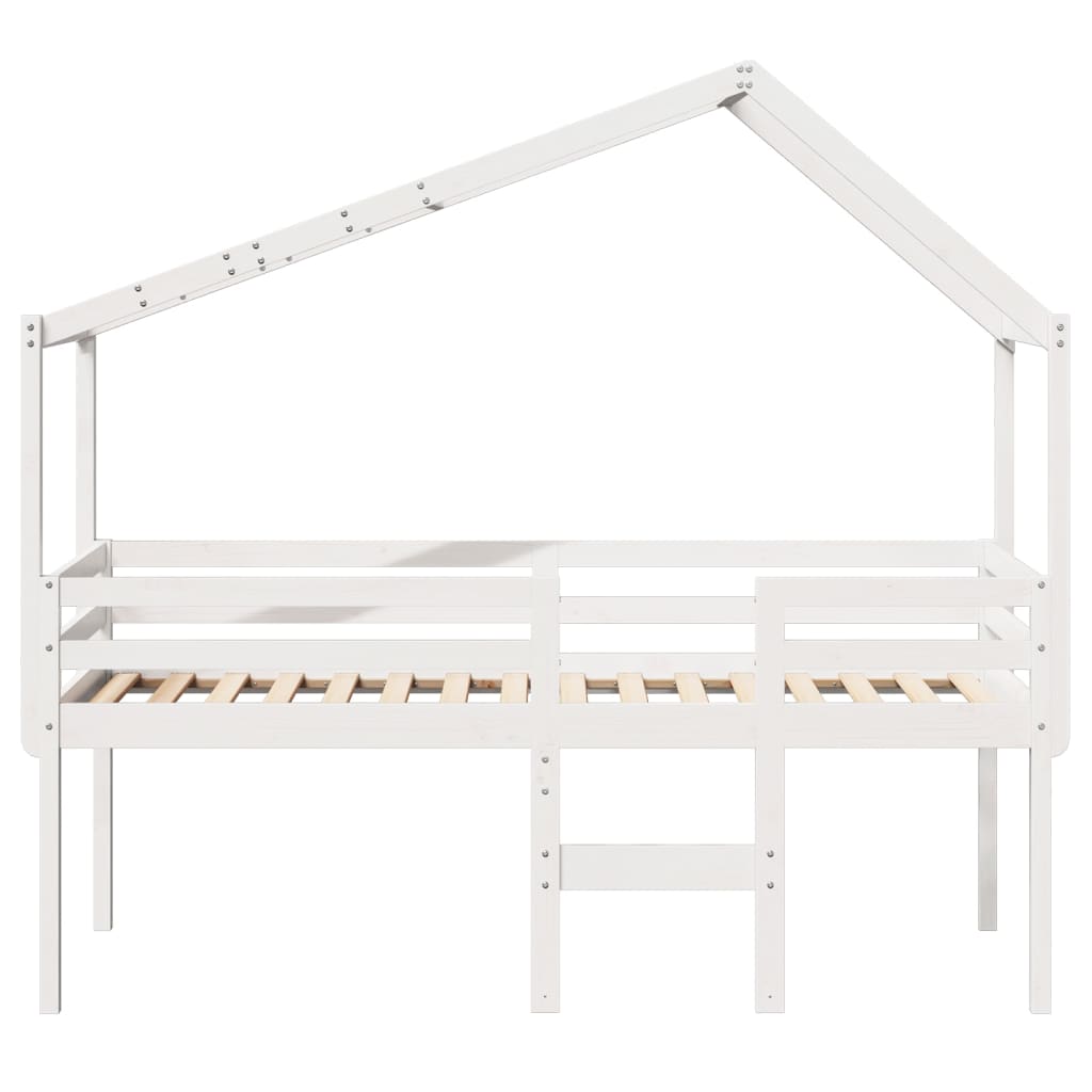 High Sleeper Bed without Mattress White 90x190 cm Single Solid Wood Pine