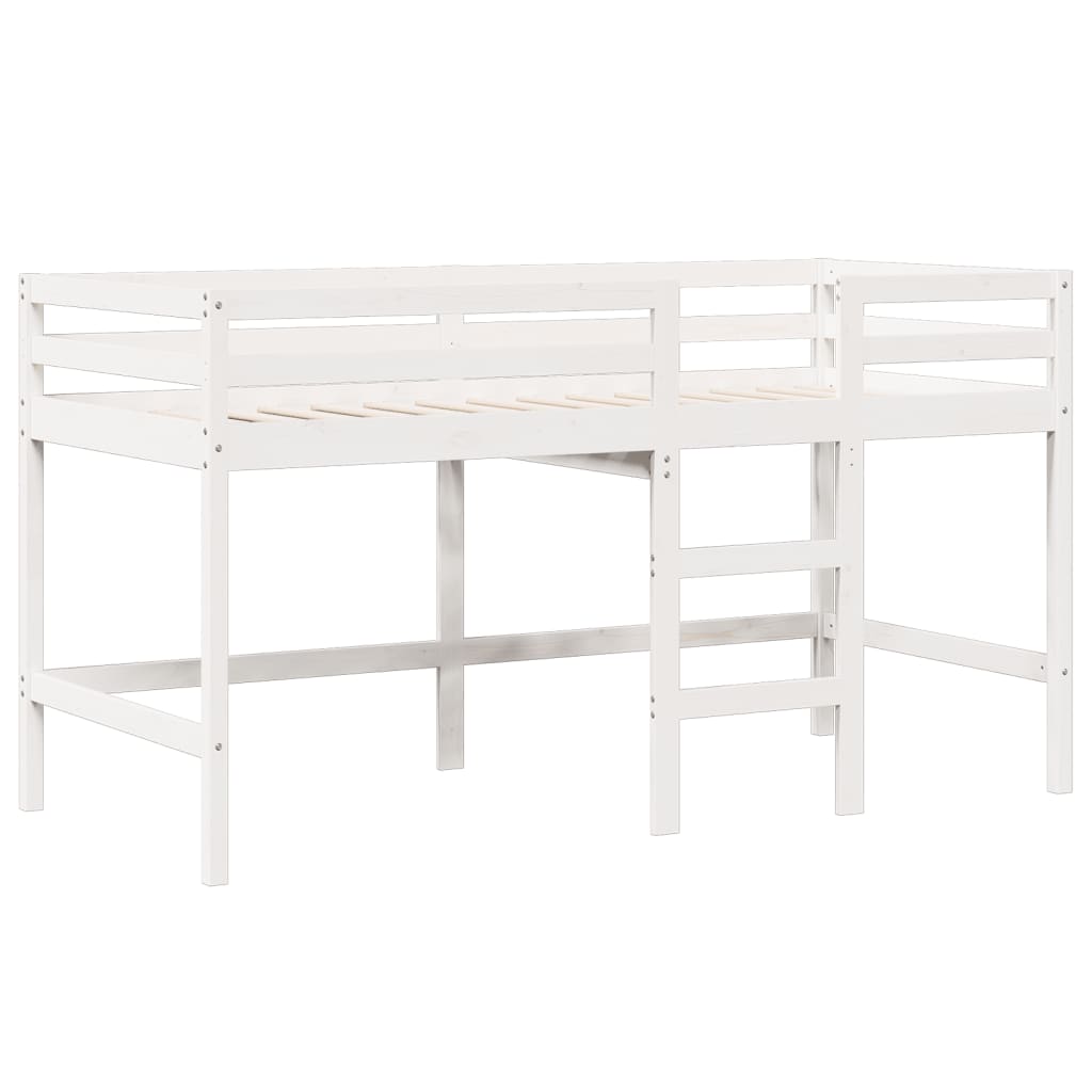 High Sleeper Bed without Mattress White 90x190 cm Single Solid Wood Pine