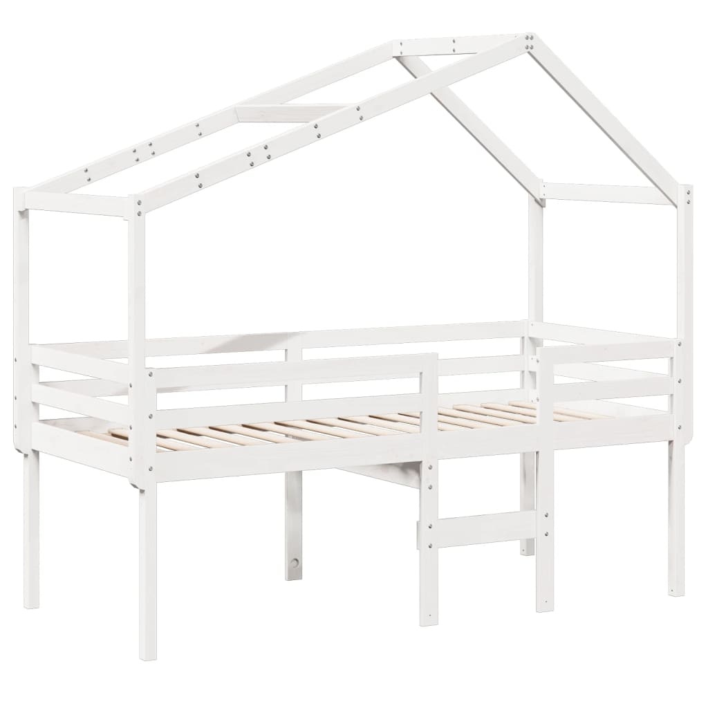 High Sleeper Bed without Mattress White 75x190 cm Small Single Solid Wood Pine