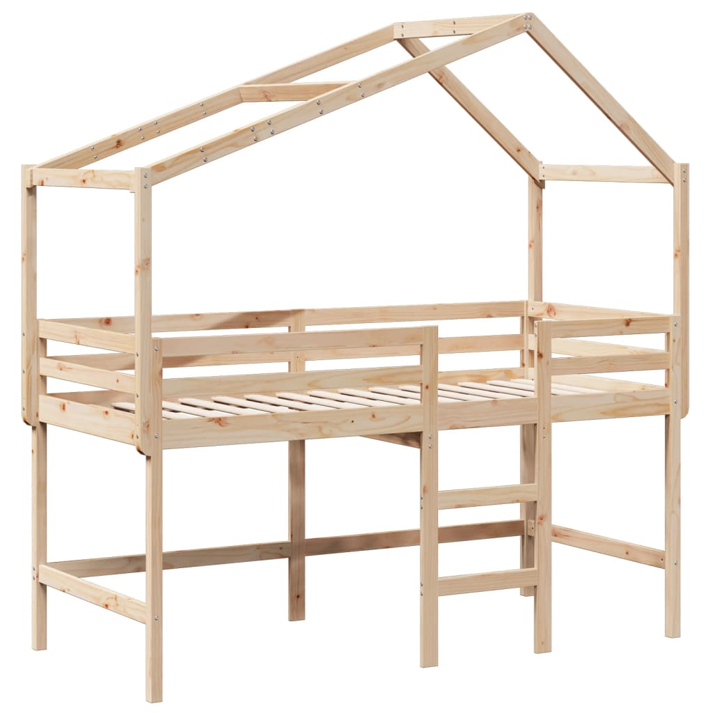 Loft Bed with Ladder and Roof without Mattress 90x200 cm