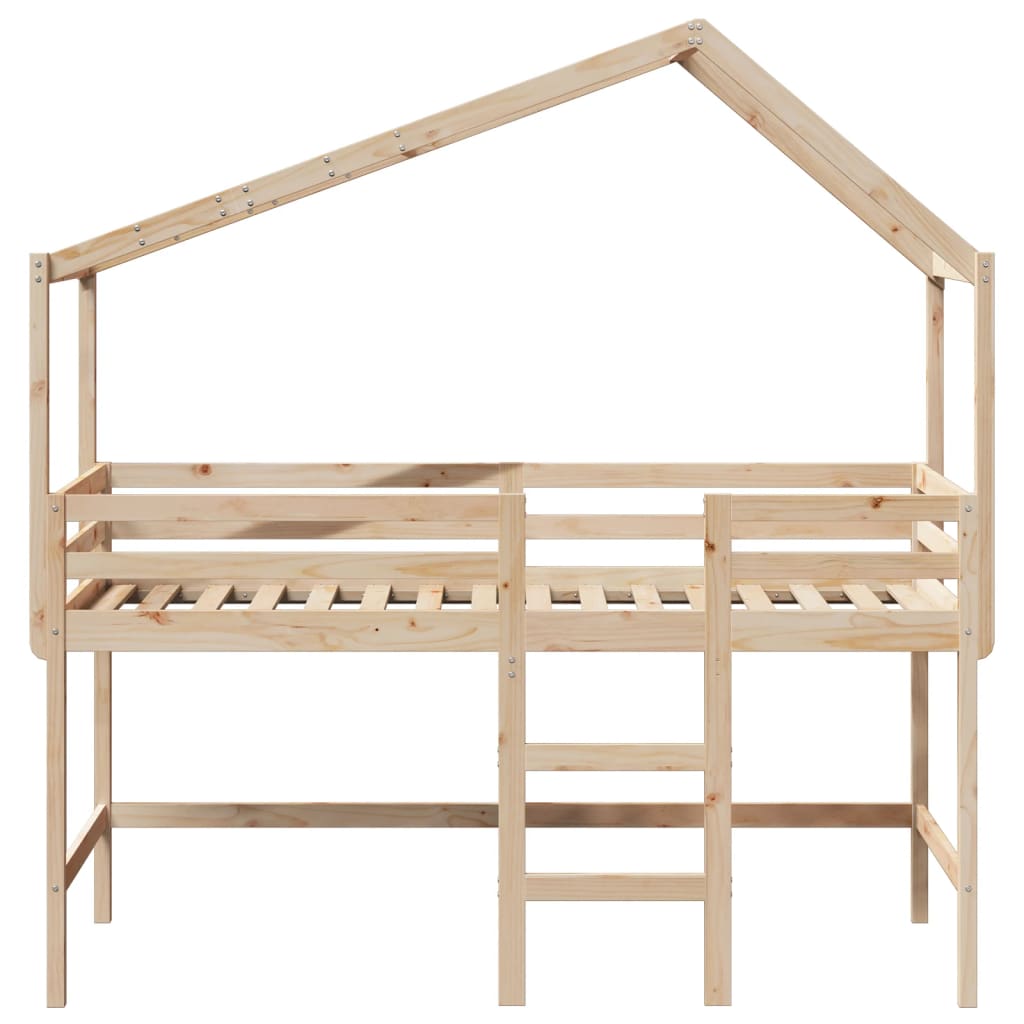 Loft Bed with Ladder and Roof without Mattress 90x200 cm