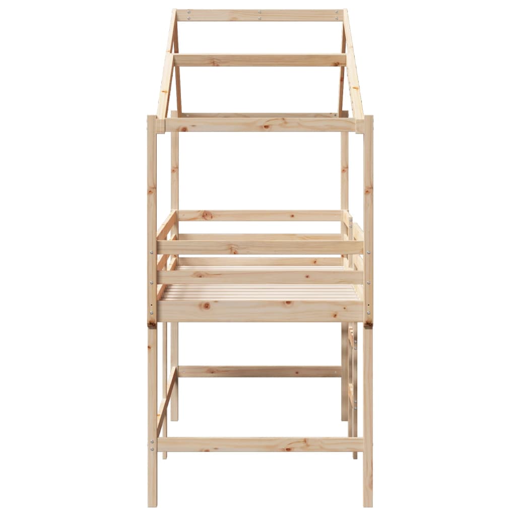 Loft Bed with Ladder and Roof without Mattress 90x200 cm