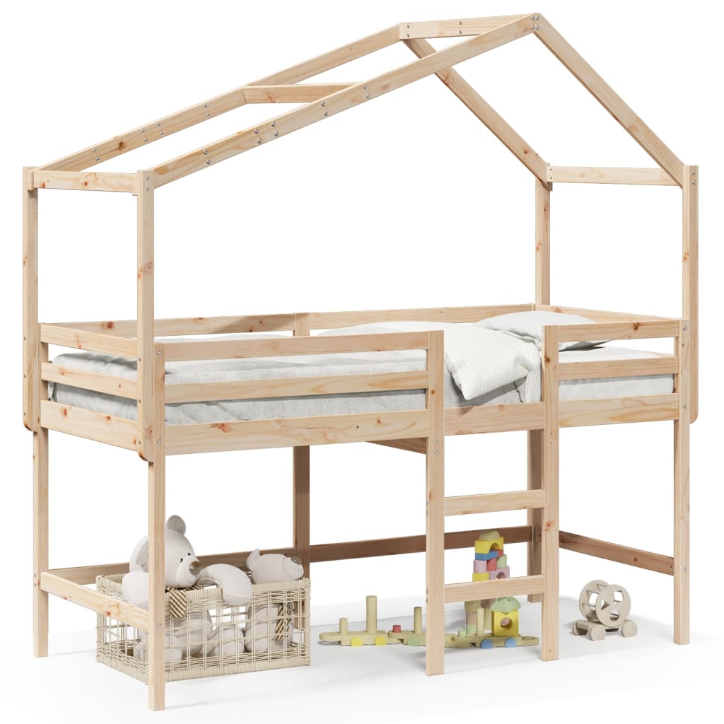 Loft Bed with Ladder and Roof without Mattress 80x200 cm